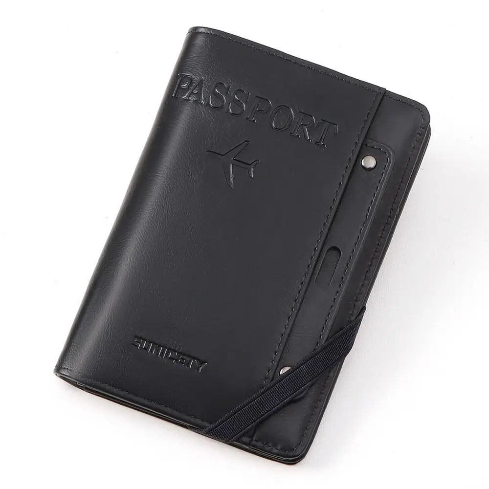 With RFID PU Leather Passport Holder Travel Wallet Passport Package Passport Protective Cover ID Document Airplane Check-in