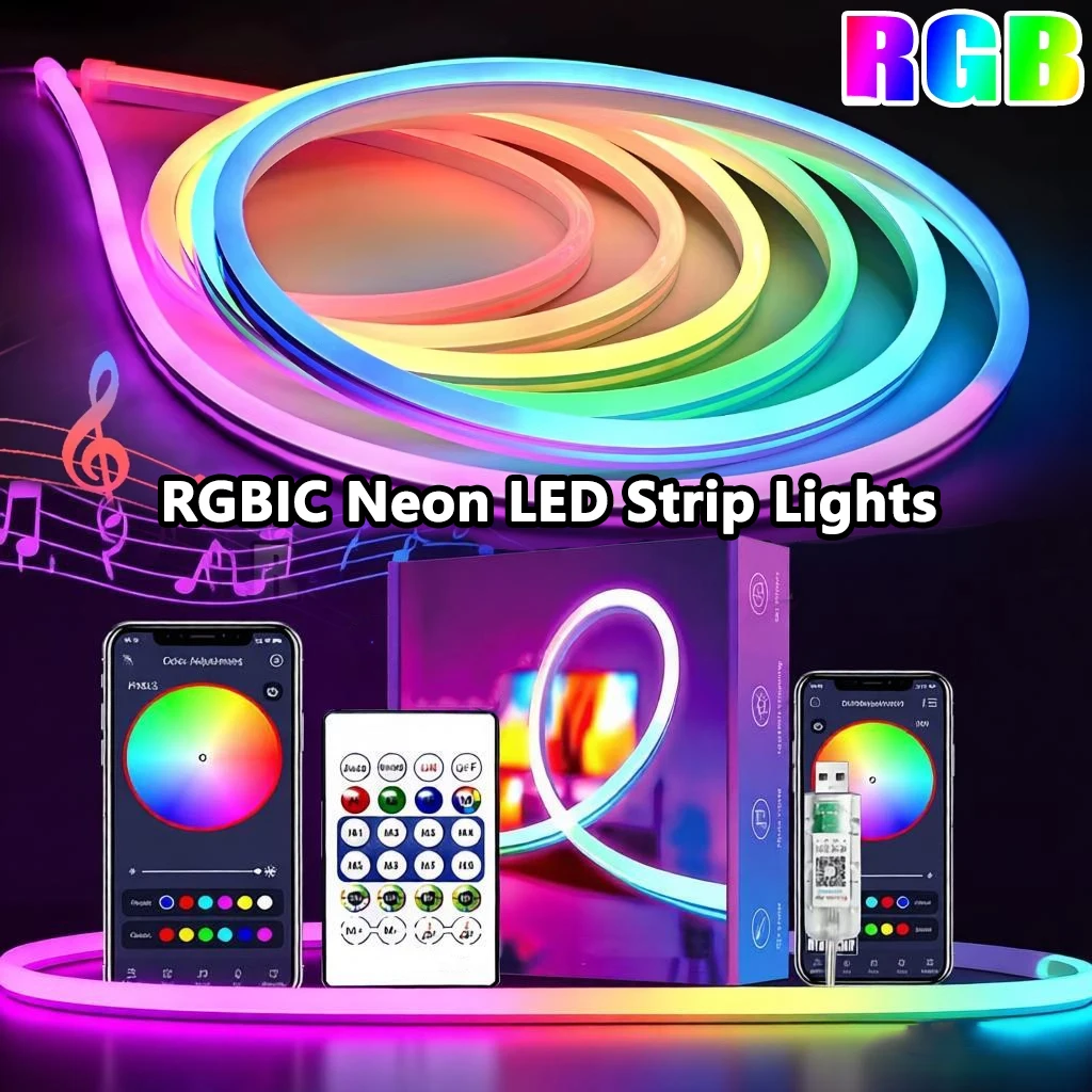 5V RGB Neon Strip Light 1M 2M 3M 5M USB Waterproof Flexible Ribbon Tape Neon Lights With Bluetooth Remote Control For Home Decor