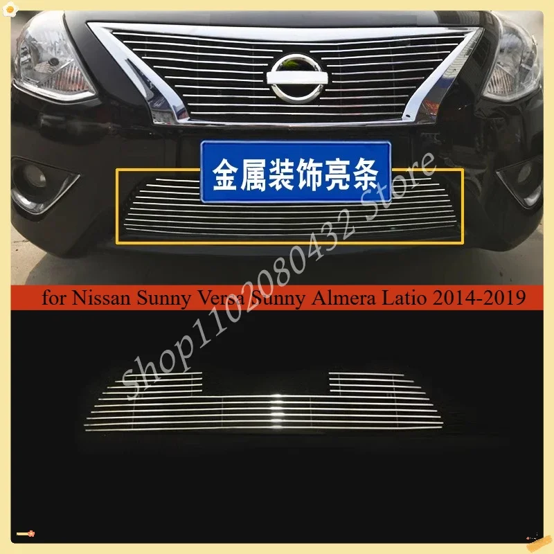 Stainless Steel Front Center Racing Mesh Bumper Grills Billet Grille Cover for Nissan Sunny Versa Sunny Almera Latio 2014-2019