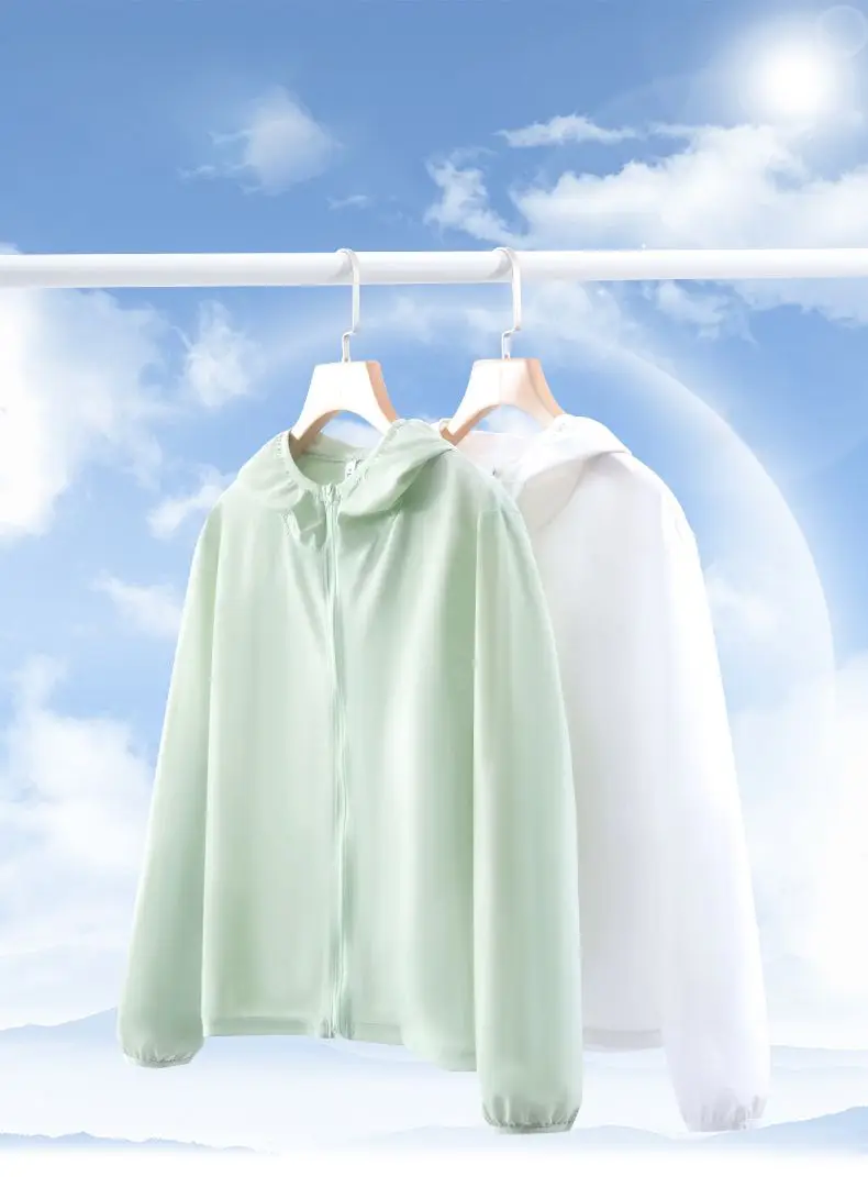 Ice Silk Sunscreen Tops Men's and Women's Summer Thin Breathable UV Protection Teen Large Size Fishing Sunscreen Jacket