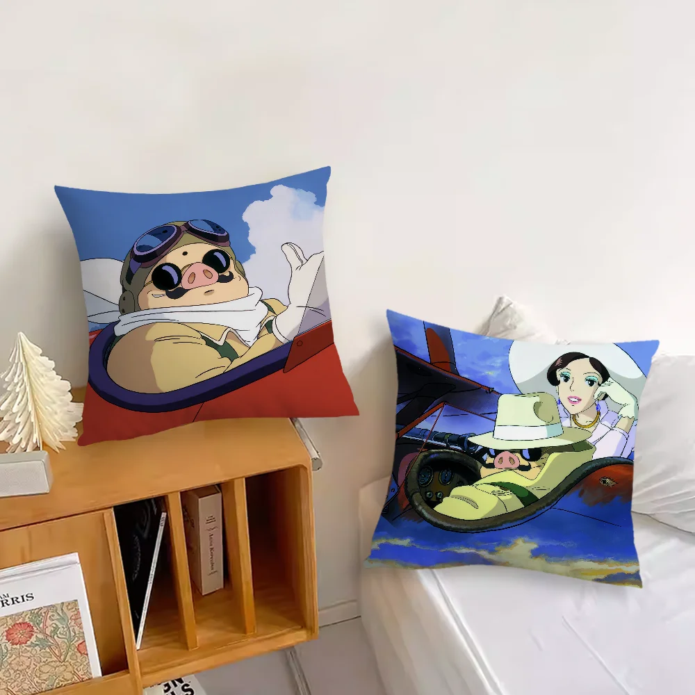 Cartoon P-PORCO ROSSOS Pillow Case Living Room Headboard Bedroom Office Cushion Cushion Sofa Nap Time