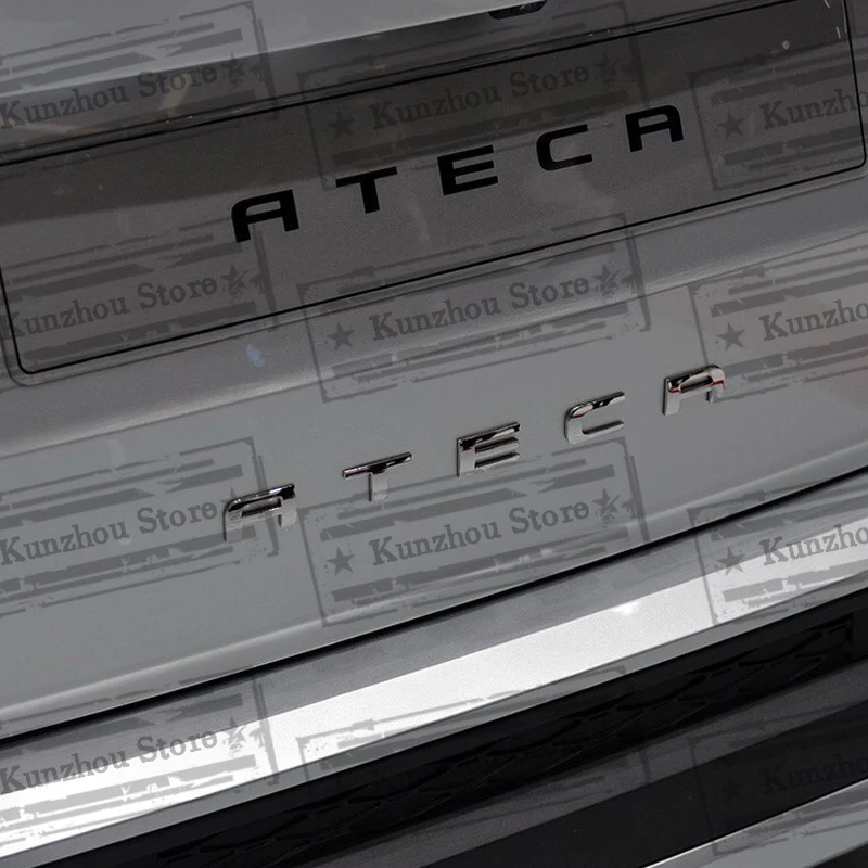 Metal For ATECA Logo Letter Emblem Car Fender Rear Trunk Sticker Badge Styling Glossy Black Chrome Silver Grey