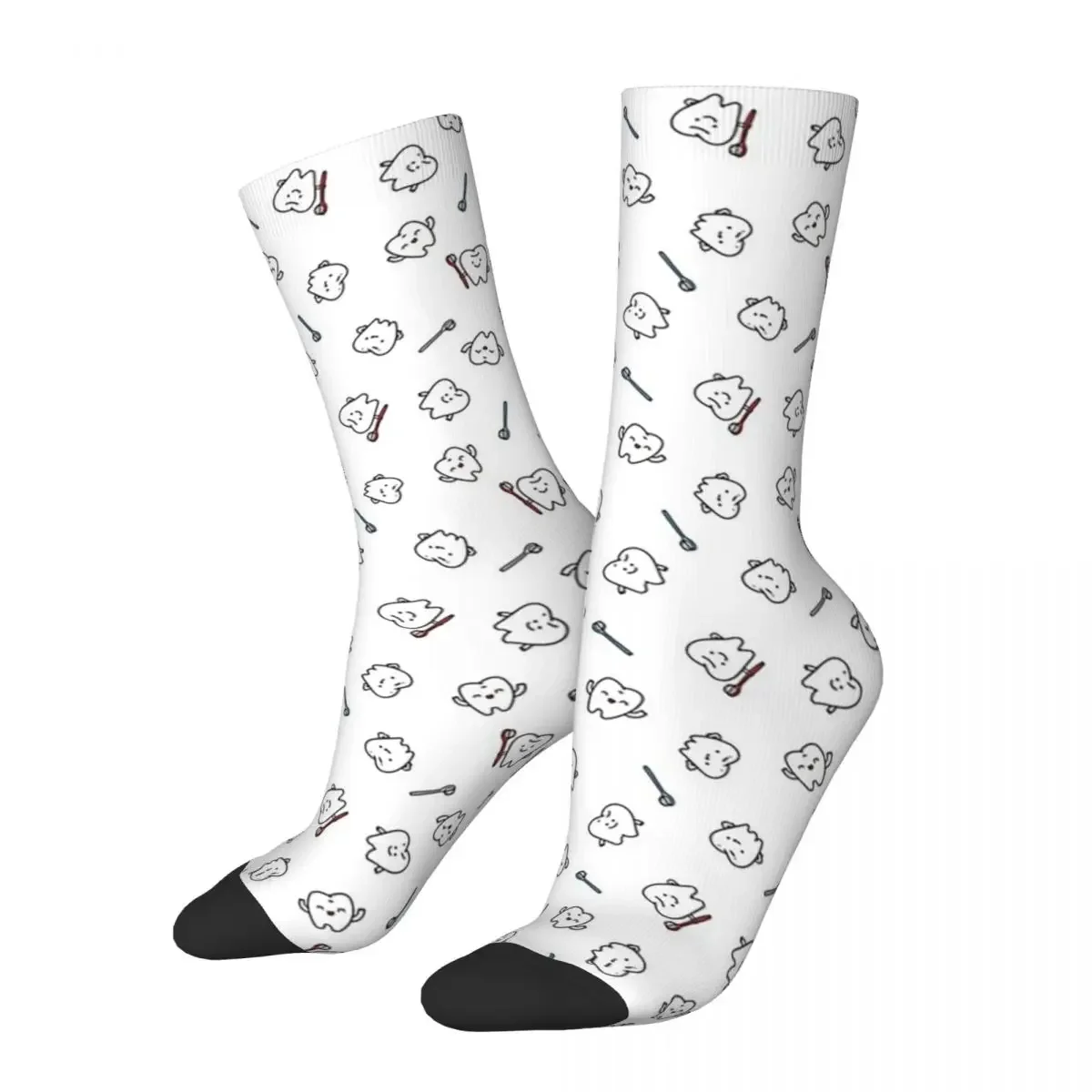 Funny Teeth. Cute Tooth Art. Dentist Pattern Design Socks Harajuku High Quality Stockings All Season Long Socks Accessories