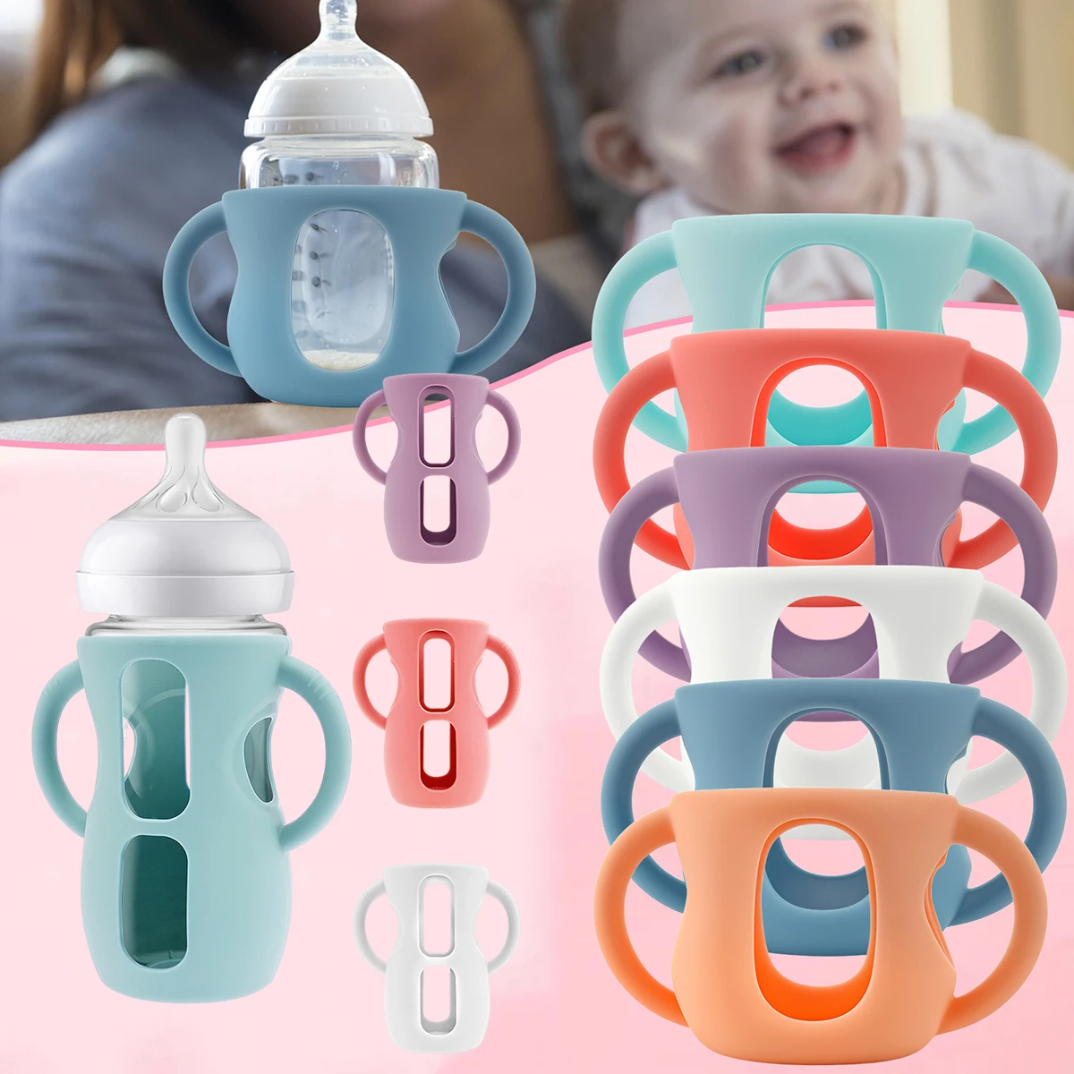6Pcs Baby Bottle Sleeves 120ml/240ml Silicone Bottle Cover Insulated Glass Bottle Protective Cover Compatible with Philips AVENT