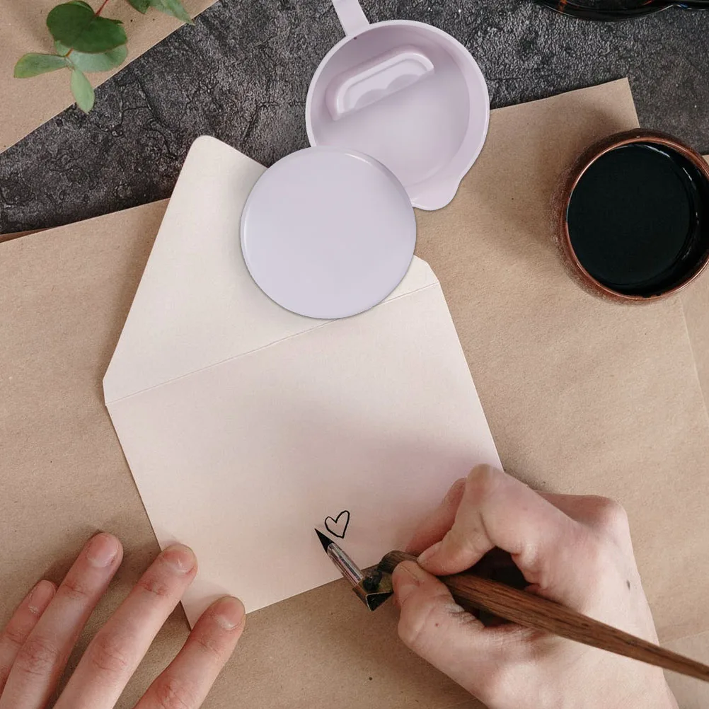 

2 Pcs Multifunctional Ink Bucket Chinese Pen Inkstone with Lid Plate Calligraphy Tray Drawing Major Tools