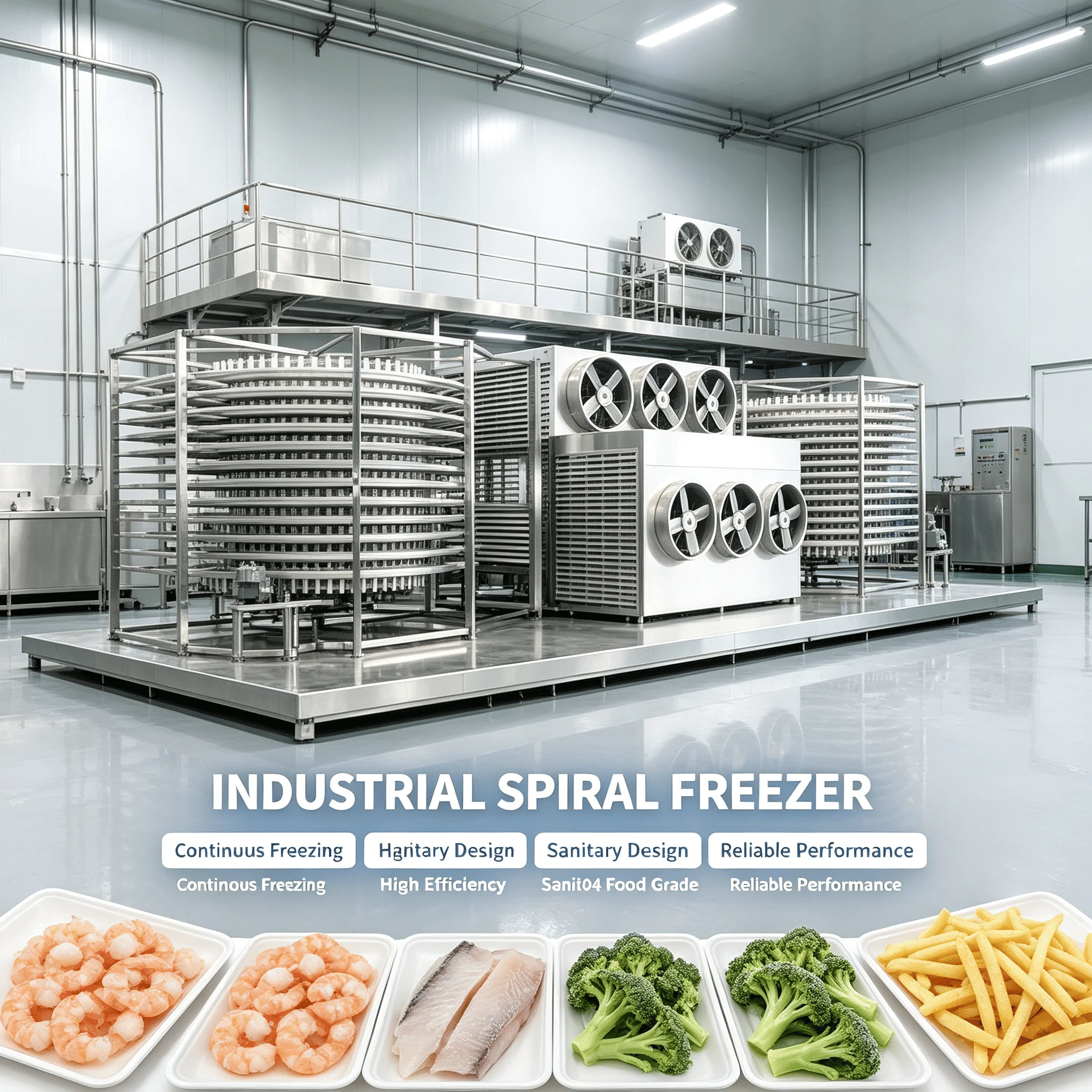Spiral Freezer CE Approved Quick Freezer IQF for Bakery Bun and Bread Processing Customized