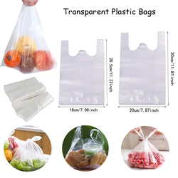 100 pcs 28.5x18cm 20x30cm White Plastic Transparent Shopping Bags Supermarket With Handle Useful Plastic Shopping Bag