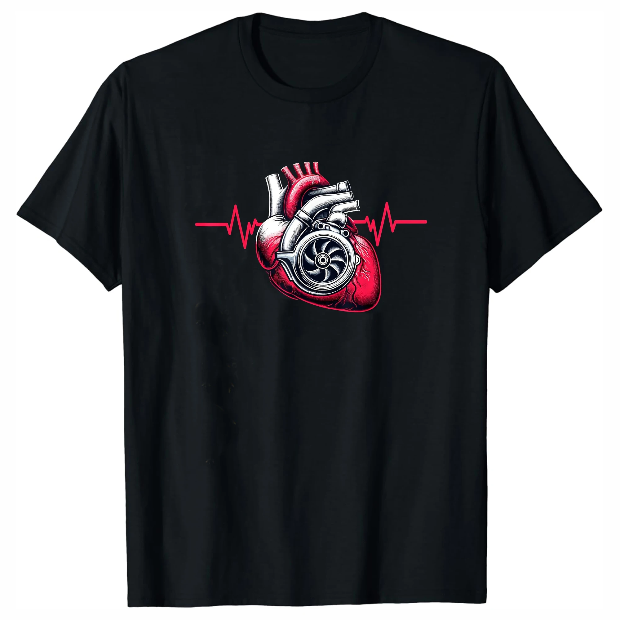 

ECG Heart Turbo T-Shirt 100% Cotton O-Neck Short Sleeve Summer Casual Mens T-shirt Streetwear