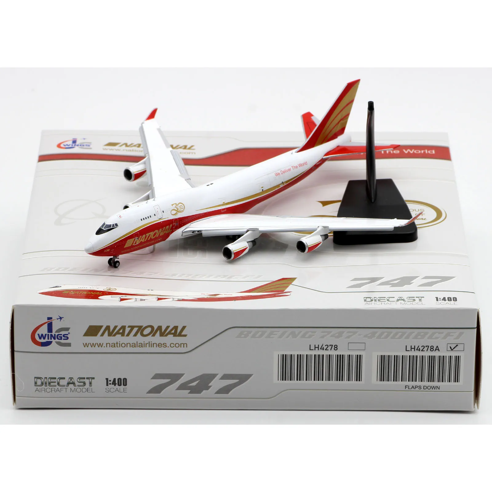 

LH4278A Alloy Collectible Plane Gift JC Wings 1:400 National Airlines Boeing 747-400BCF Diecast Aircraft Model N936CA Flaps Down