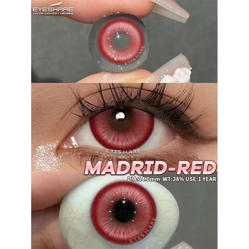 EYESHARE-lentes de contacto de color púrpura, lentillas rojas para Cosplay anual, lentillas cosméticas, pupilas de maquillaje suave, 1 par