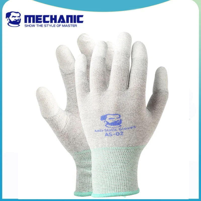 5 Pairs MECHANIC AS02 Anti-static Carbon Fiber Gloves Repairman Safety Protective Electronic Oil-proof Mechanics Work Gloves