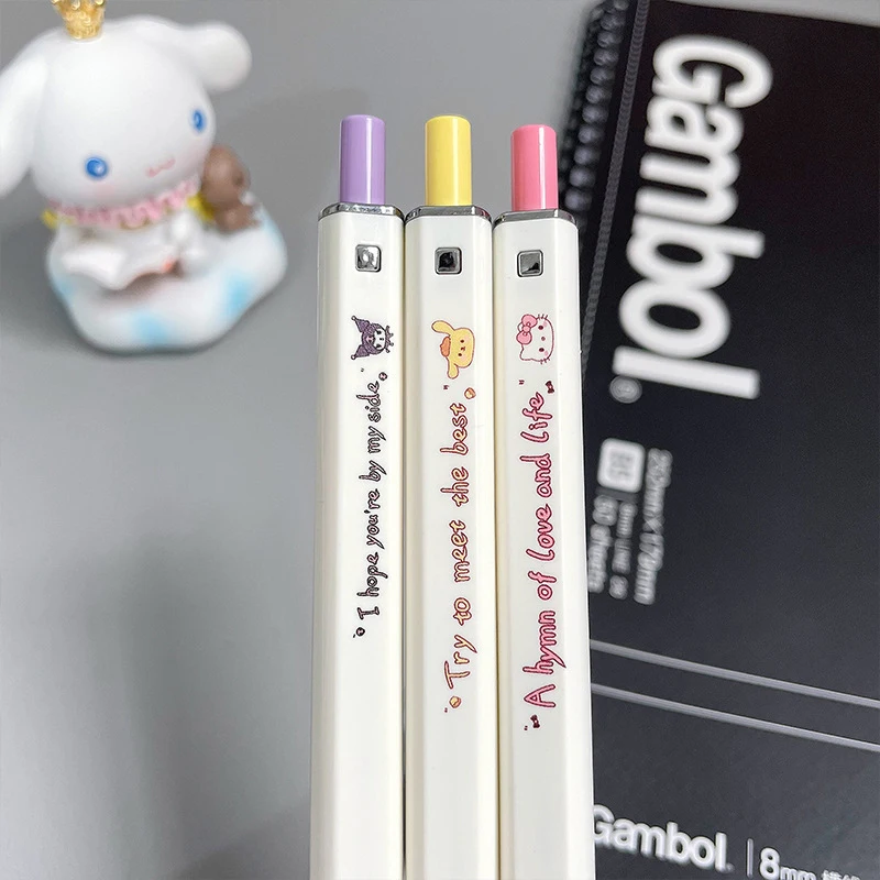 Sanrio Kawaii Plastic Ins Hello Kitty Kuromi My Melody Cinnamoroll 0.5mm Tip To Press The Neutral Pen Square Replaceable Refill