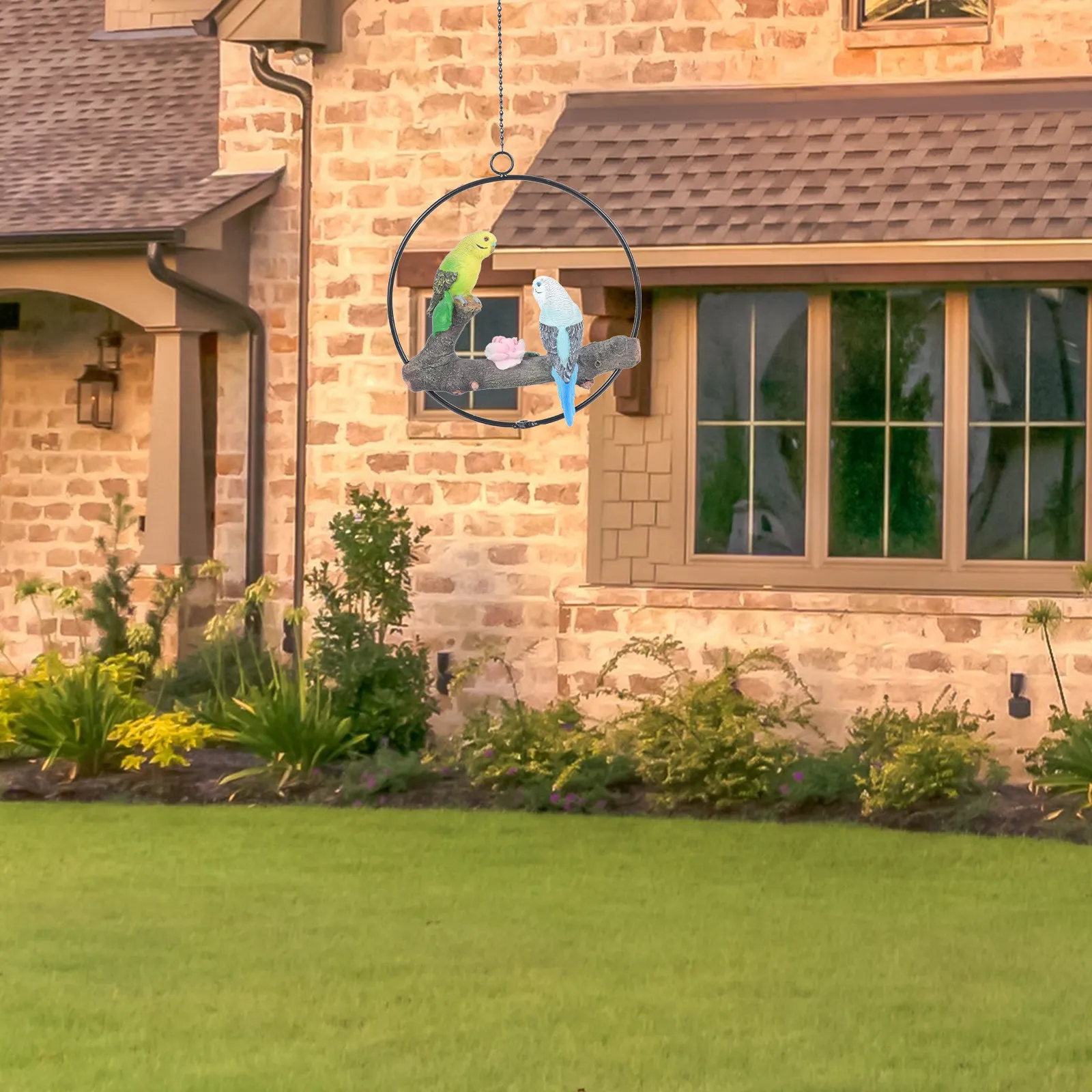 

1 шт. Декоративная фигурка попугая из смолы, реалистичная птица, украшение для сада, подвеска с железным кольцом для домашнего интерьера