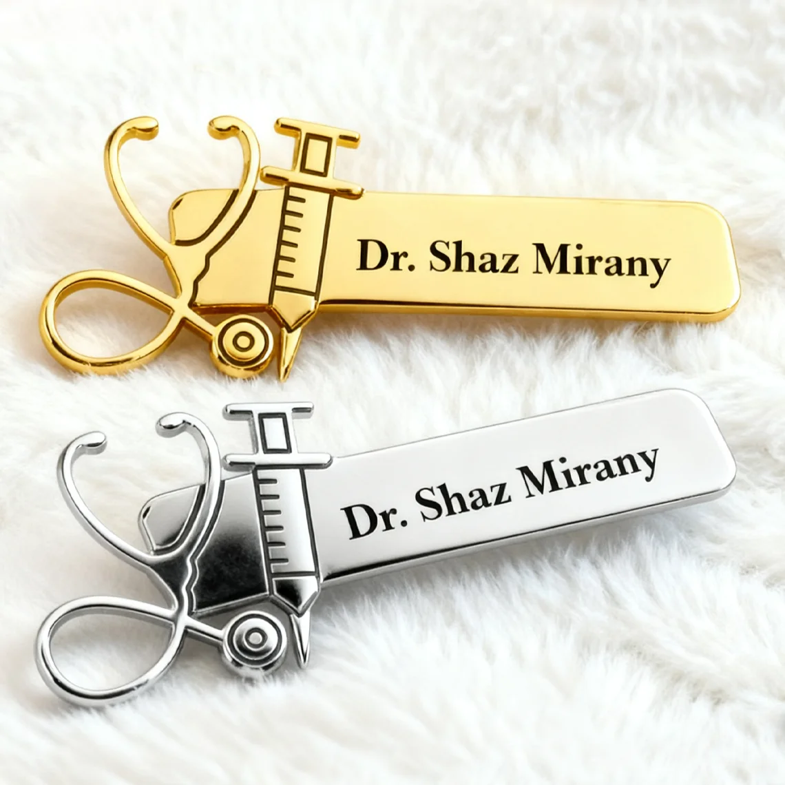 

Custom Doctor Badge Name Medical Stethoscope phonendoscope Pin Luxury Stainless Steel Personalized Lapel Pin Nurse Doctor Gift