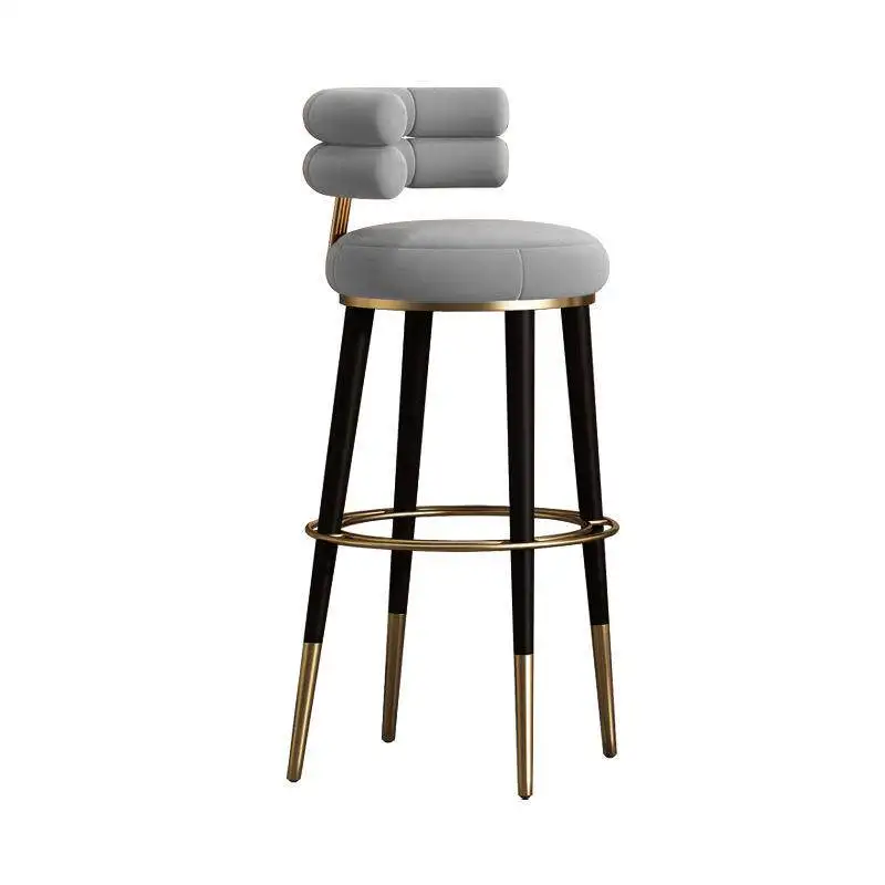 Chaise de bar nordique en métal et bois massif, chaise de bar confortable de luxe, chaise de bar moderne pour l'intérieur, chaise de bar relaxante, meubles de cuisine