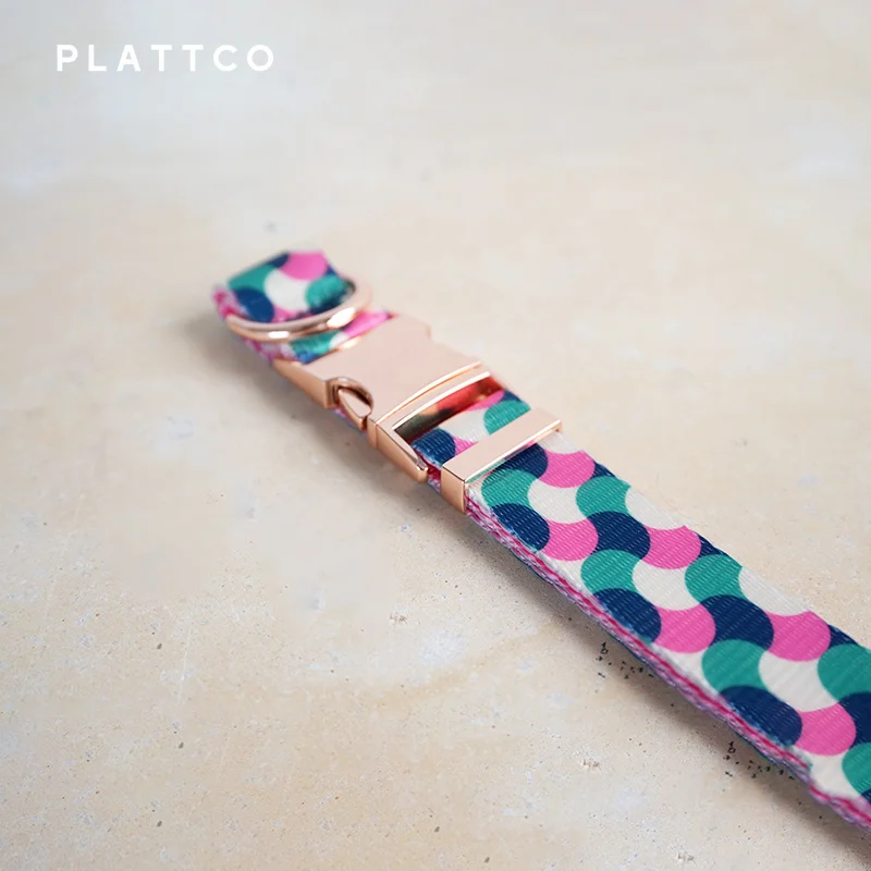 PLATTCO unique design dog collar print GUMMY WORMS pattern with high-quality rose gold buckle 5 size PDC317RG