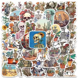 50pcs Cool Retro Cartoon Flower and Skeleton Aesthetic Stickers Waterproof Graffiti For Luggage Laptop Phone Guitar Decals