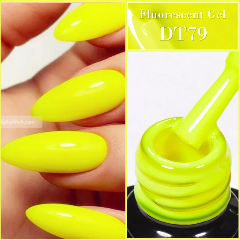 MEET ACROSS 7ml Green Fluorescent Color Gel Nail Polish Neon Glow In Dark Gel Vernis Semi Permanent Nail Art UV Led Gel Varnish