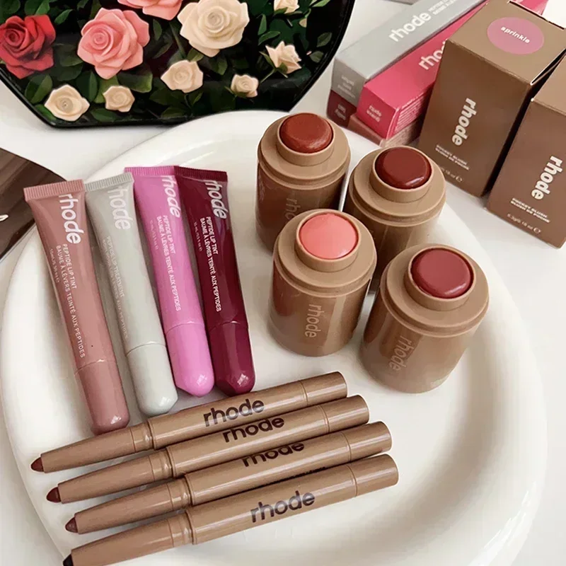 Nuevo Lipliner Rhode lápiz labial funda de silicona para iPhone 16 15 14 13 12 11 Pro Max Plus soporte de brillo de labios cuidado hidratante del esmalte de labios
