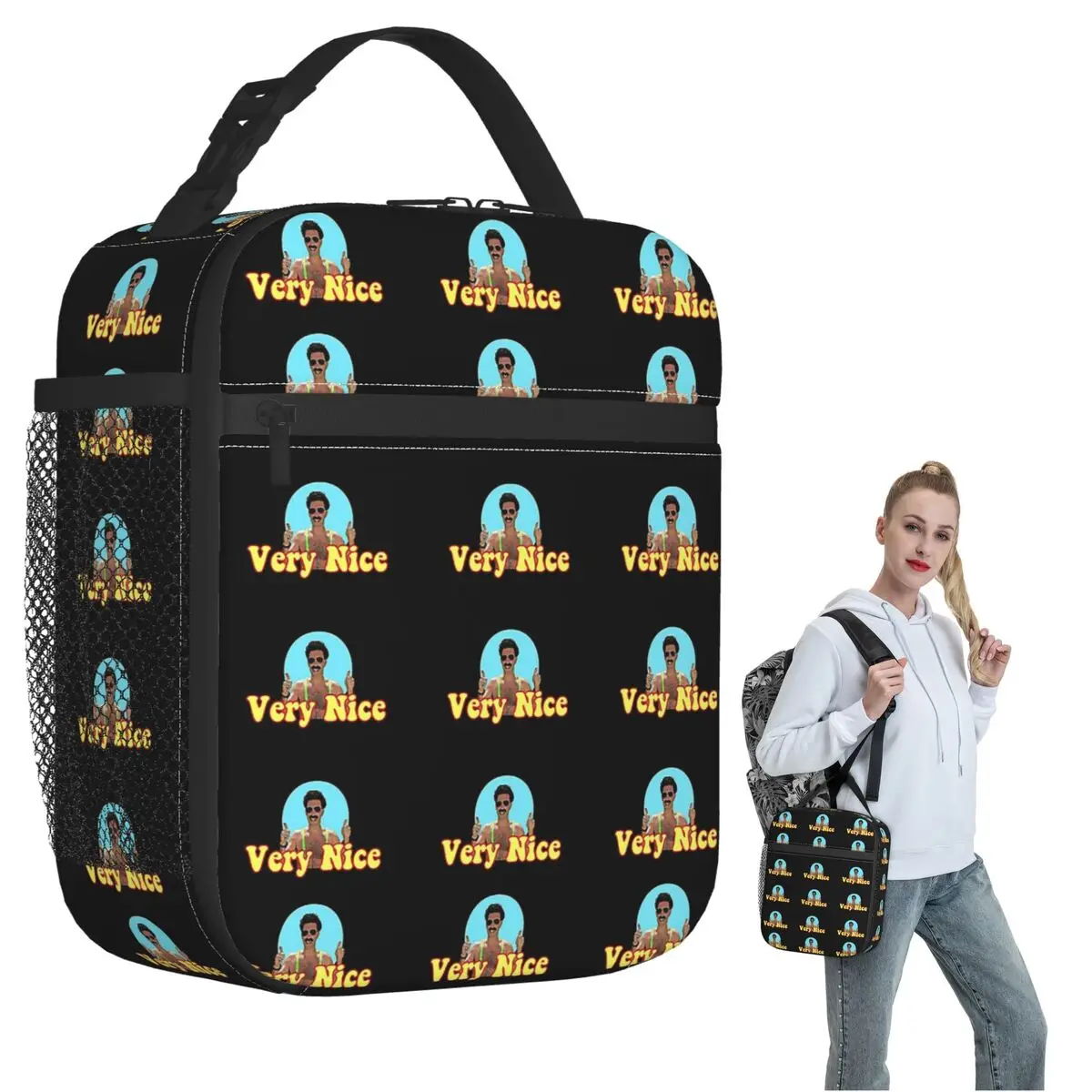 Borat Very Nice, Digital Artwork Insulated Lunch Bag for Women Kids Portable Food Boxes Thermal Lunch Box Tote