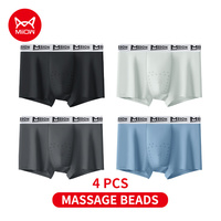 MiiOW 4Pcs Silky Breathable Nylon Men Underwear 10A Antibacterial 3D Massage Bag Crotch Mens Panties Man Underpants Boxer Briefs