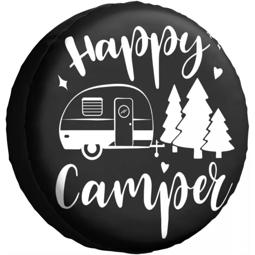 

Чехол для шин Happy Camper, водонепроницаемый, пыленепроницаемый, универсальный, чехол для запасного колеса, прицеп, внедорожник, грузовик и автомобиль 14, 15, 16, 17 дюймов