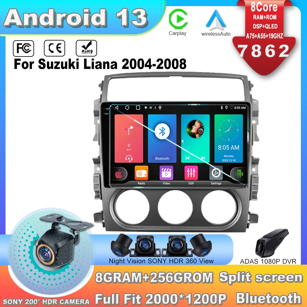 

Android 13 Car Multimedia Radio Video Player For Suzuki Liana 1 2004 -2008 7862CPU Vehicle Lettore GPS TV Navigation Player 2din