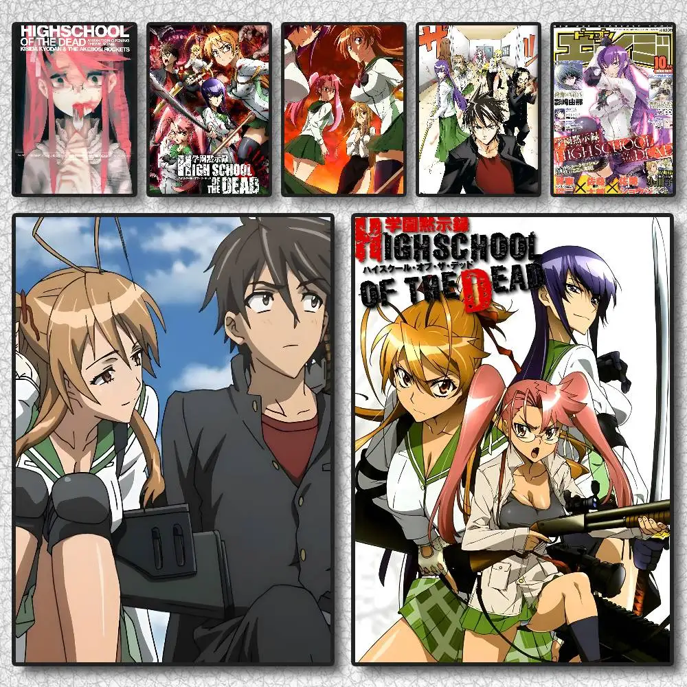Póster de H-Highschool Of The Dead, arte autoadhesivo, pegatina impermeable, decoración de pared del dormitorio de la cafetería
