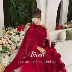 Vermelho personalizado flores xale gordinho elegante vestidos de festa em oferta liquidação noite mulher gala baile de casamento vestido 2024 saudita