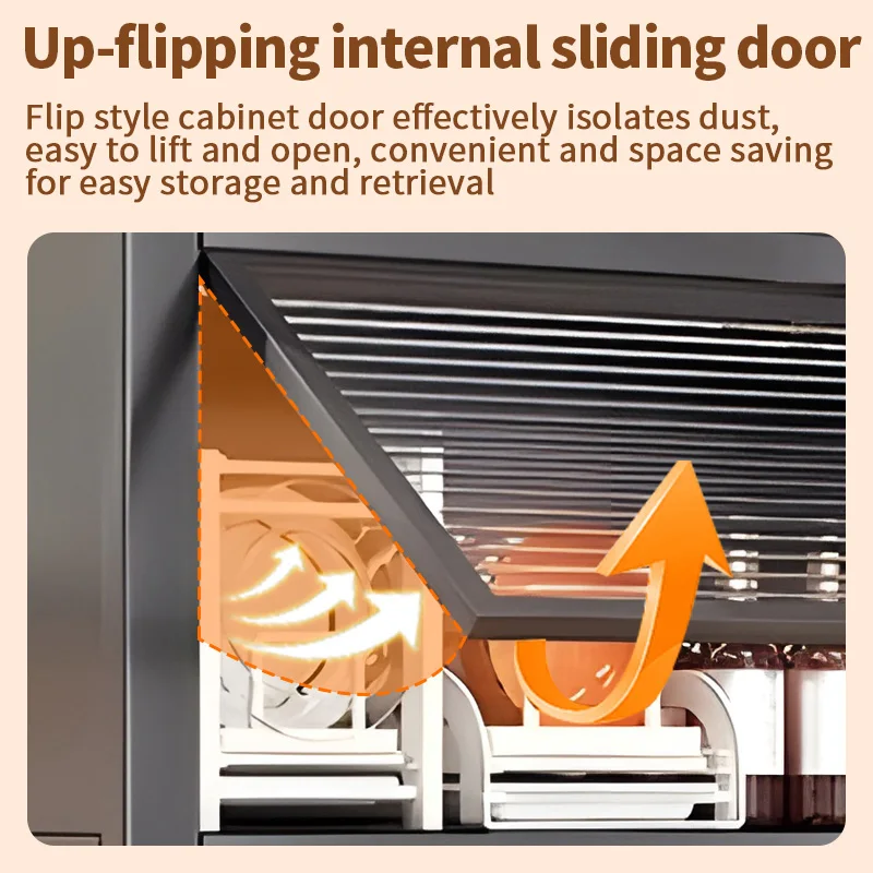 خزانة تخزين فولاذية مقاومة للغبار، منظم مطبخ مقاوم للماء ومقاوم للزيت، تصميم موفر للمساحة للمنزل