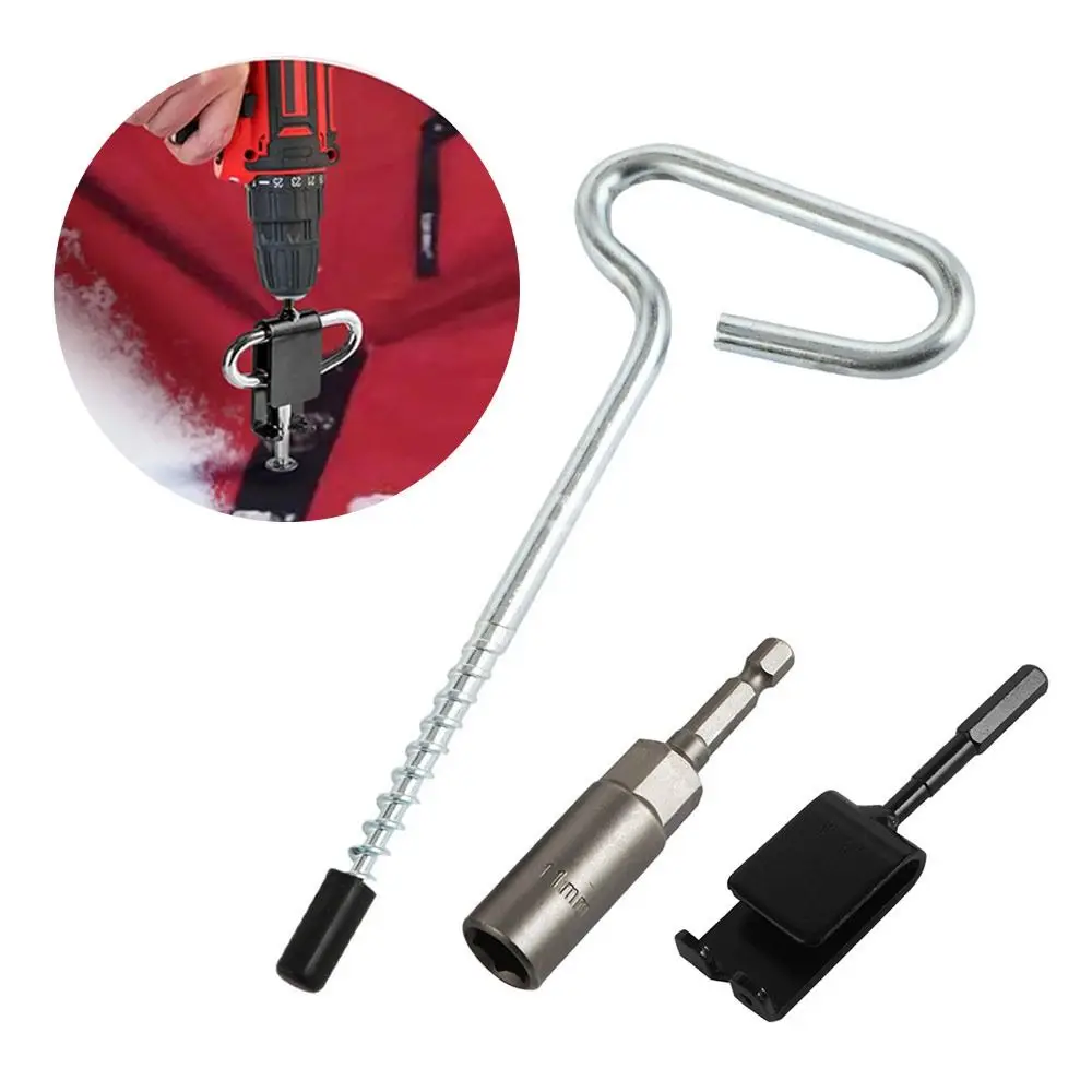 

Быстрая установка адаптера для ледяной анкерной дрели, антикоррозийный сверхмощный сверлильный патрон, прочные колья для палатки для зимней рыбалки