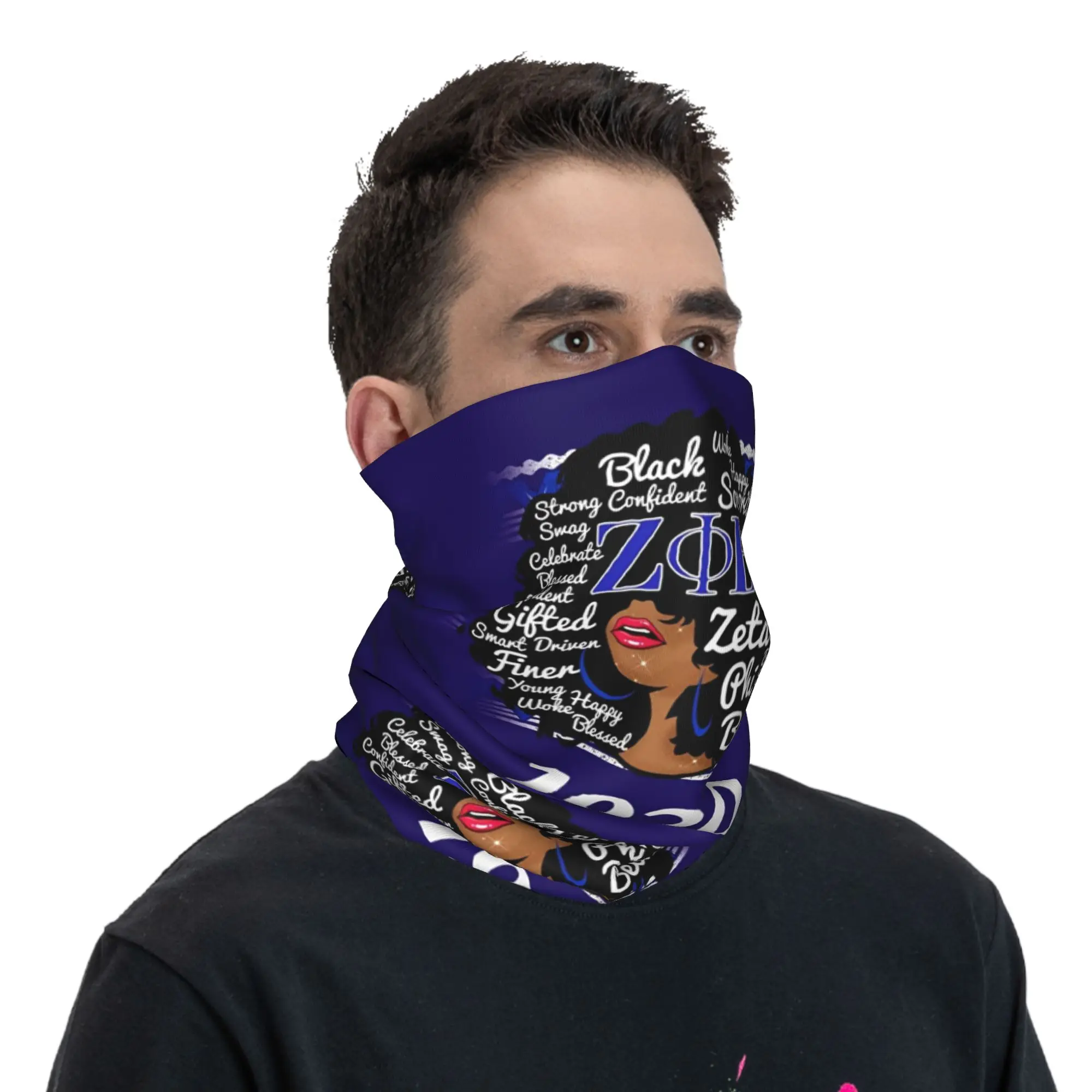 Custom Zeta Phi Beta Sorority Bandana Neck Warmer Women Men Winter Ski Tube Scarf Gaiter Greek Letter 1920 Face Cover