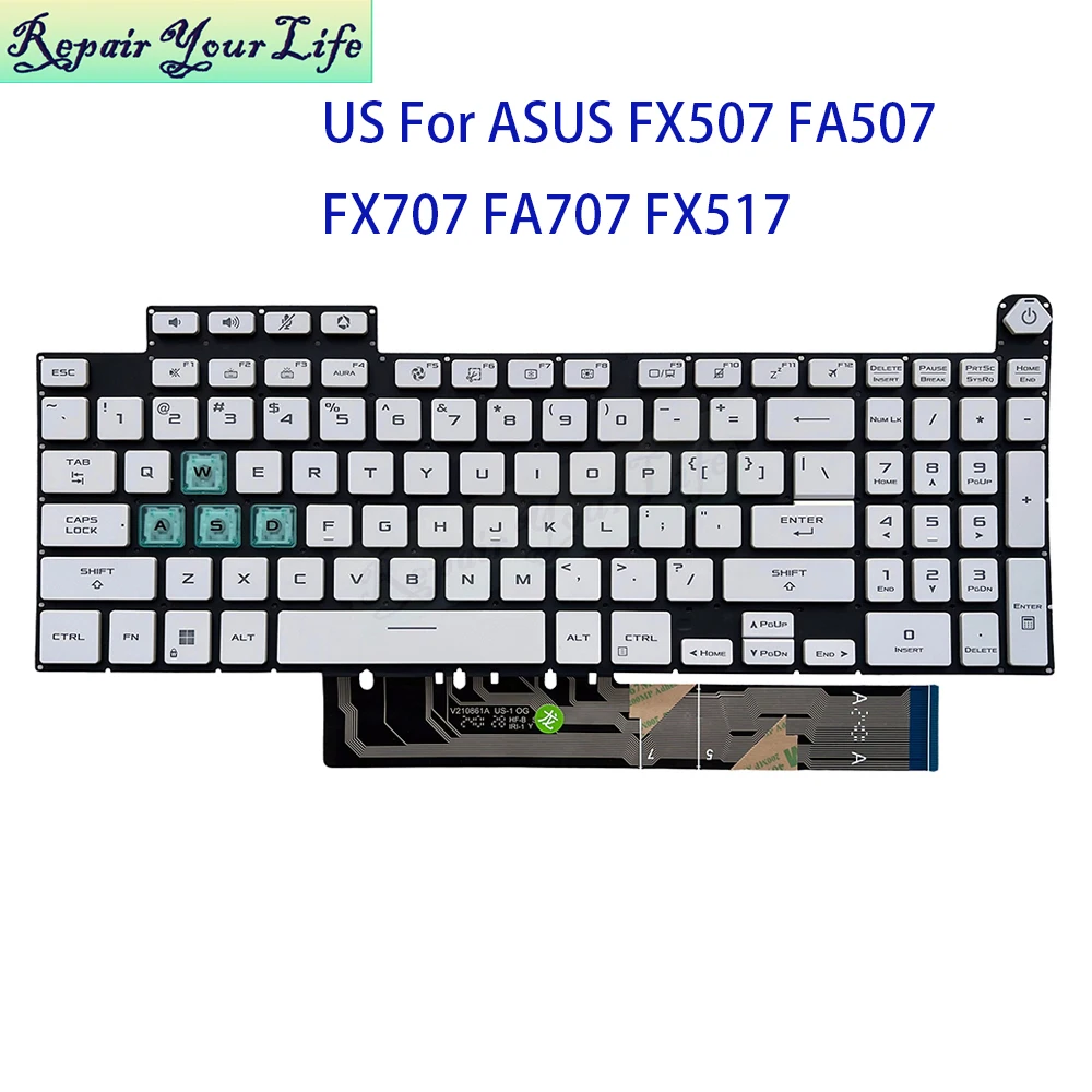

US RGB Backlit Notebook Keyboard For ASUS TUF Gaming FX507 FA507 FX707 FA707 FA617 FX517 FX517ZM FA617NT FA707RC 0KNR0-691JUS00