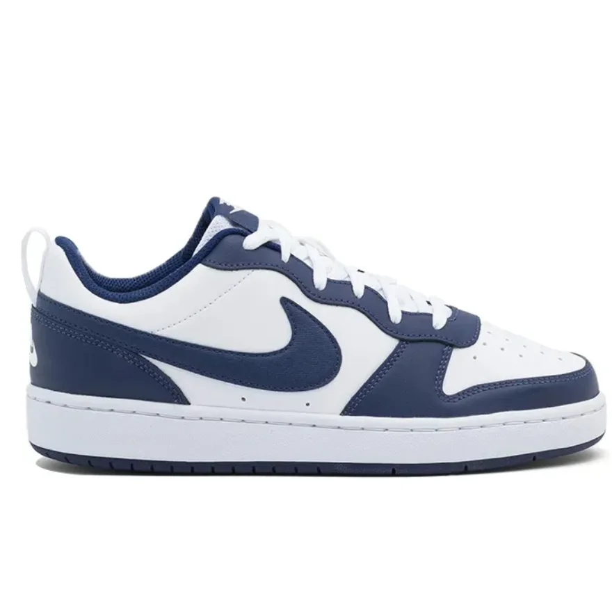 Nike Court Borough 2 Low 2 Obsidian Non-Slip Wear-Resistant Lightweight Low-Top Sneakers Gs White and Blue