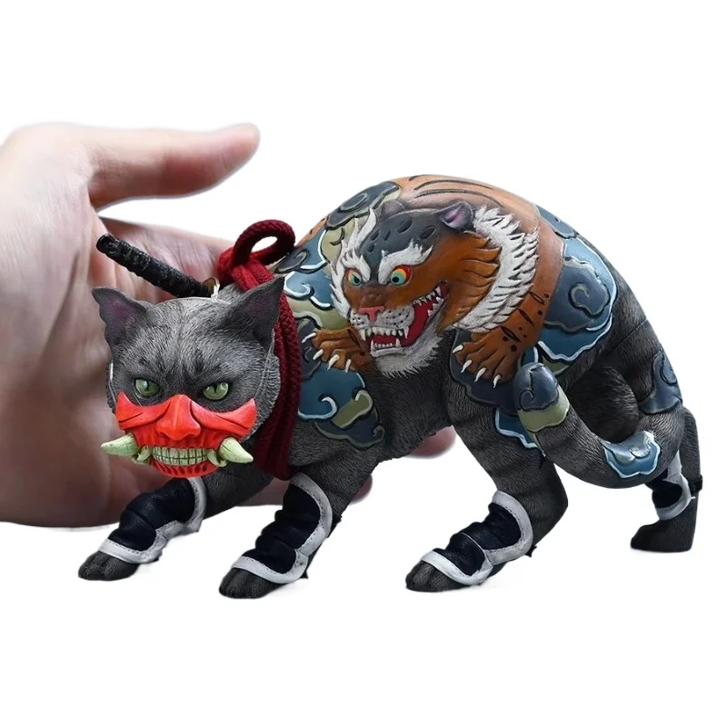 Modelo de gato con tatuaje en relieve de estilo japonés, gato de simulación de juguete de moda, figura de adorno periférico de gato tierra