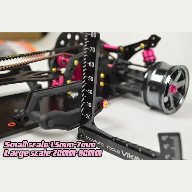 Yeah Racing Camber Gauge Height Wheel Measure RC Tools Measure  20 to 80mm Large Scale Metal Shuffler Adjustable Frame