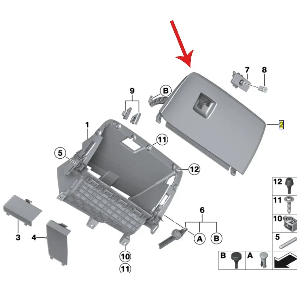 

Для BMW для X3 F25 2011 2012 2013 2014 2015 2016 2017 LHD для X4 F26 2015 2016 2017 2018 Dash Glove Box Door Lid 51166839000