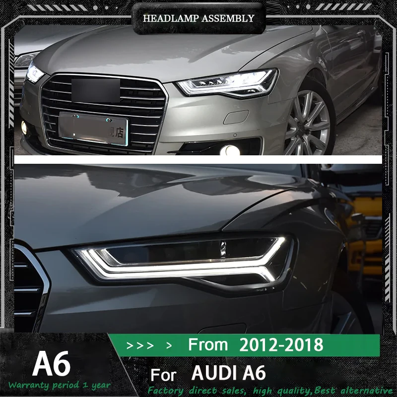 

Передние фары автомобиля для Audi A6 светодиодные фары в сборе 2012 2013 2014-2018 A6L модифицированные полностью светодиодные матричные фары C7 аксессуары