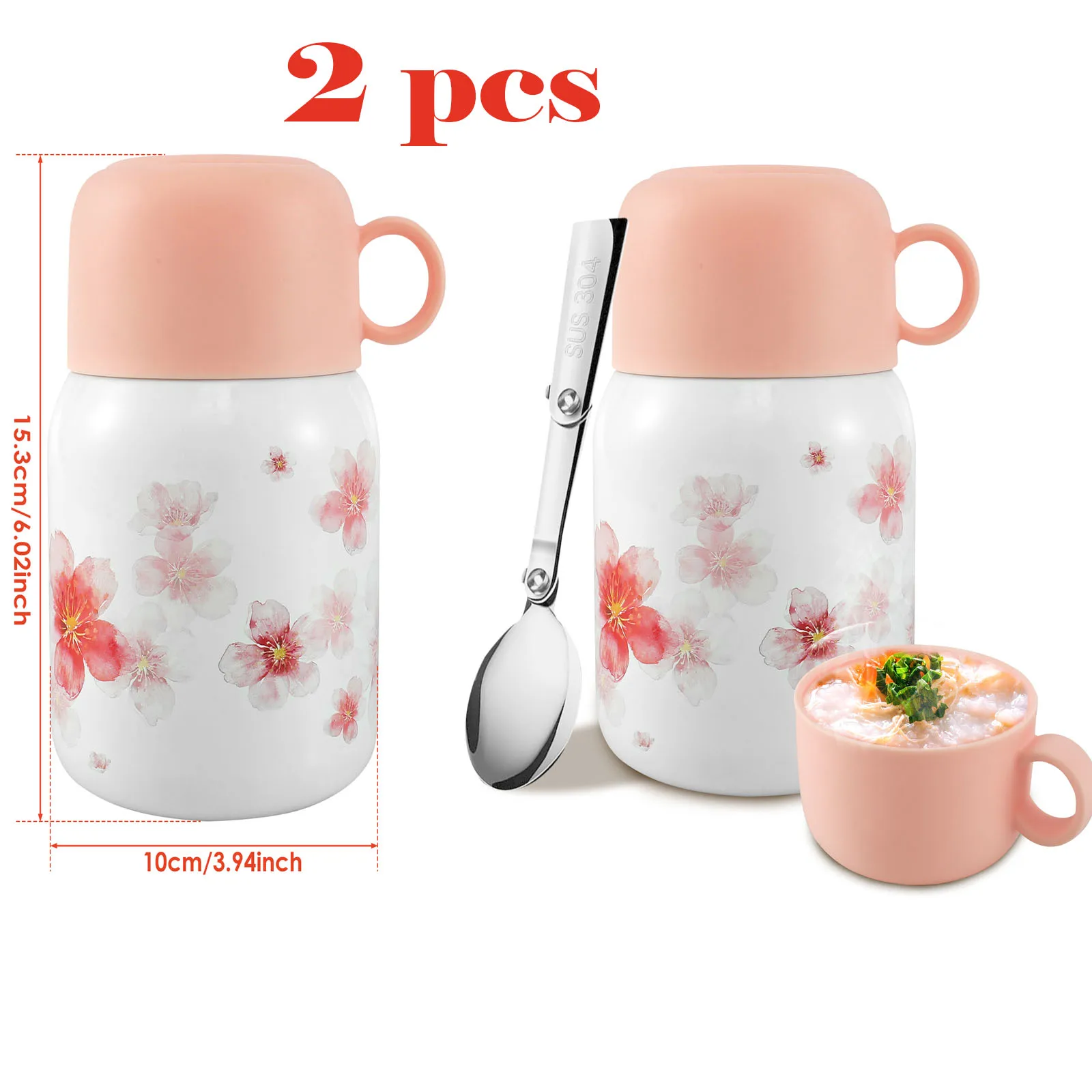 2Pc Food Thermal Jar Insulated Soup Cup 500ml Thermos Containers Stainless Steel Lunch Box Thermo Keep Hot Vaccum Cup With Spoon