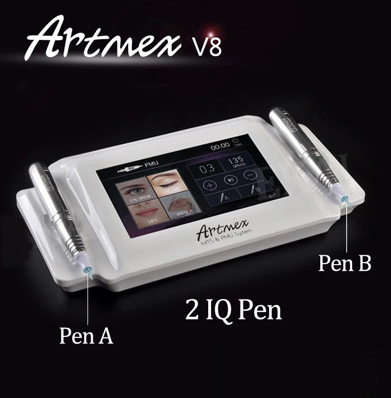 MTS Permanent Makeup Tattoo Pen Machine Eye Brow Lip Rotary with Two Operation Pen artmex V8 pen