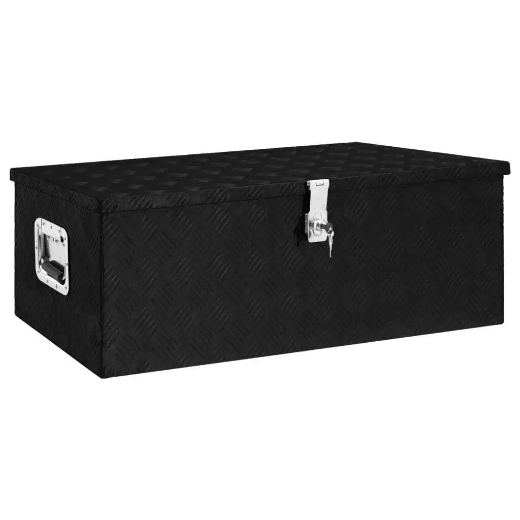 35.4x18.5x13.2 Black Aluminum Storage Box - Durable Organizer for Home & Office