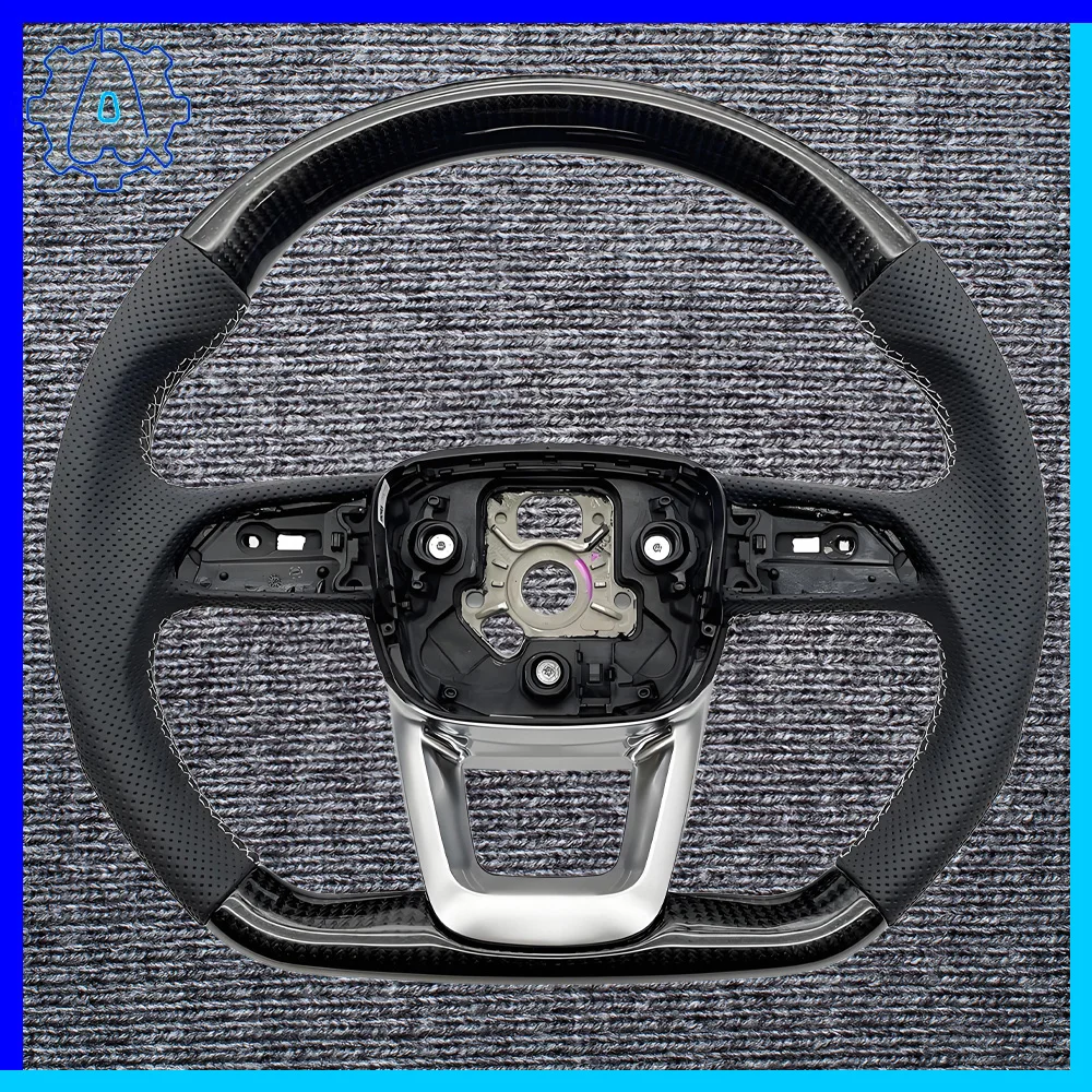 

Real carbon fiber flat bottomed sports steering wheel For Audi Q5 FY Q7 4M Q8 leather material steering wheel, Car Accessories