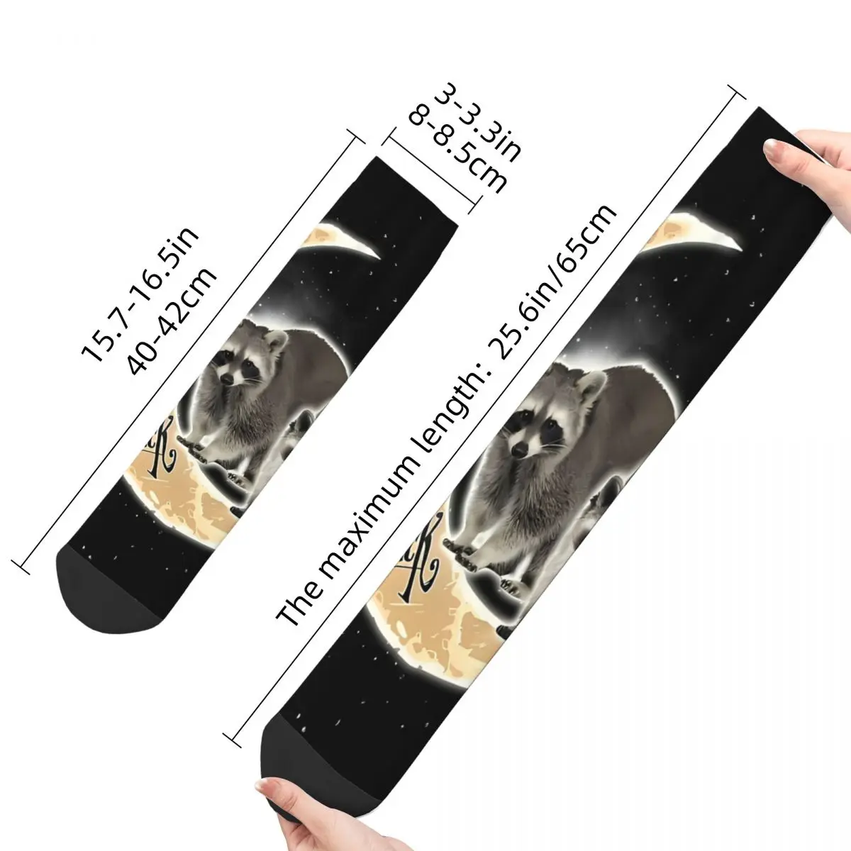 Funny Men's Socks Love To The Moon Vintage Raccoon Street Style Seamless Crew Sock Gift Pattern Printed