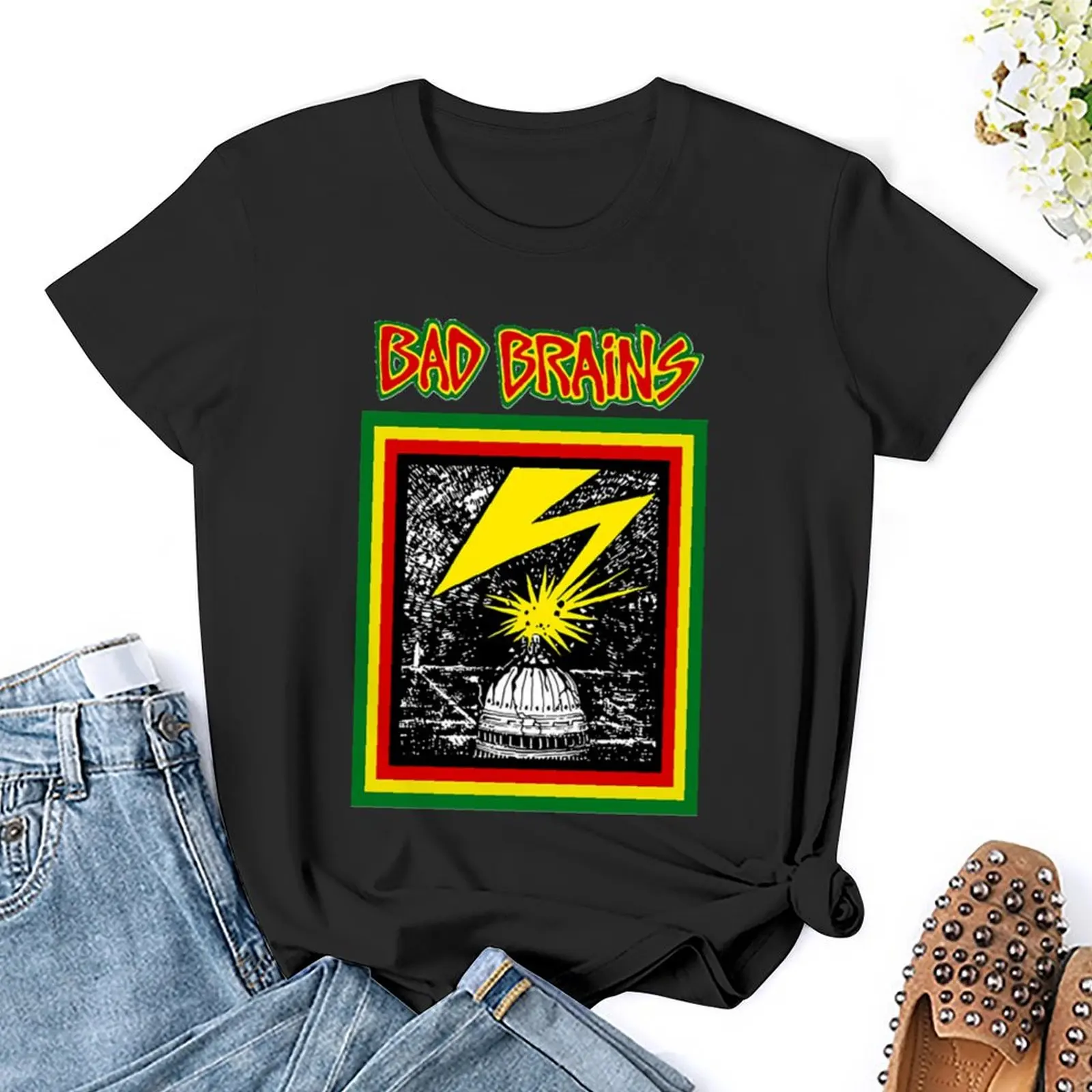 T-shirt vintage surdimensionné Bad Brains pour femmes, vêtements Kawaii, t-shirts Rock and Roll, grande taille, médicaments