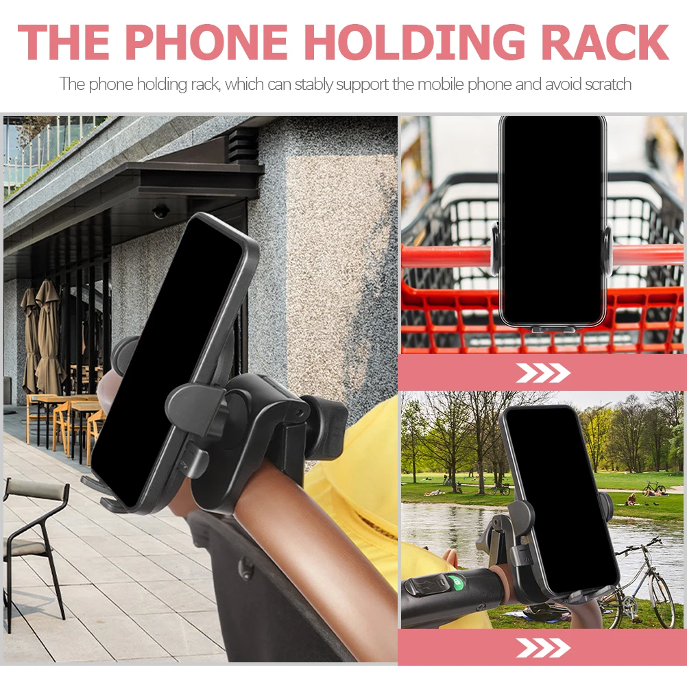 

Clip-On Reusable Phone Holder For Trolley Stroller Car Use Durable Plastic Mount Rack Bike Scooter Daily Use Small Bracket