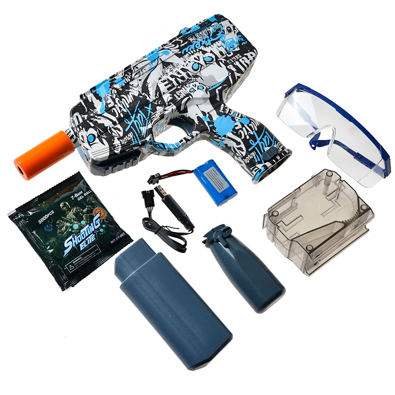 WENGOU 7.4V Electric Splatter Gel Ball With 5000 Blaster Water Beads For Outdoor Activities Shooting Team Game Toy Gun