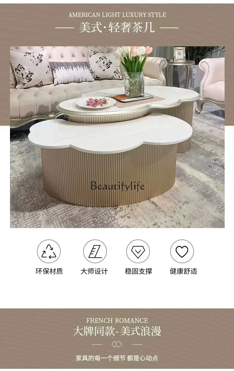yj9  yj9 American light luxury sofa coffee table living room cloud coffee table sofa solid wood