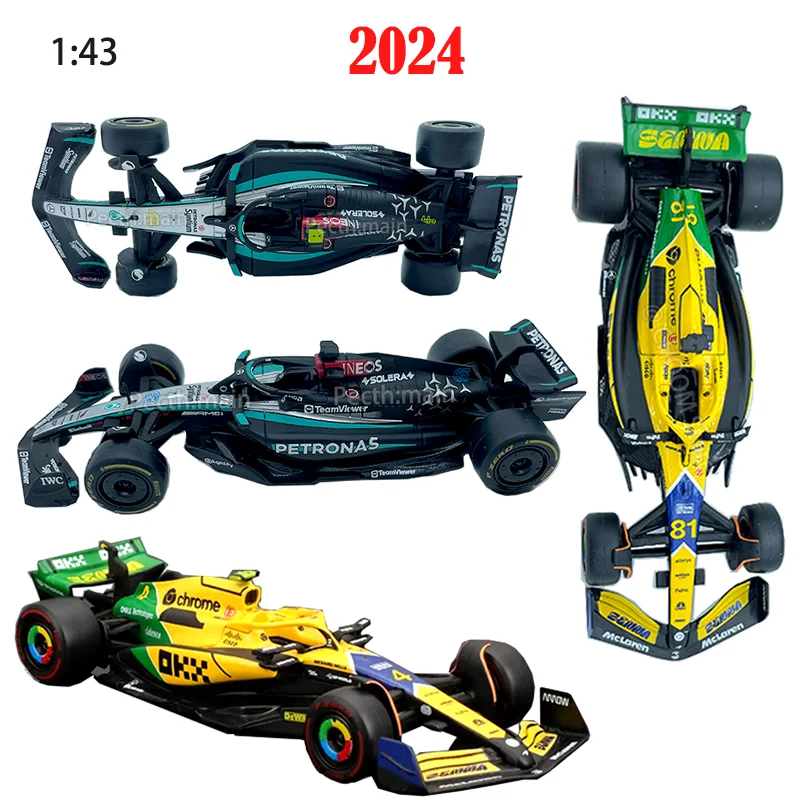 2024 Bburago F1 1:43 Bwt Alpine A524 Two Color Blue Pink Alloy Miniature Diecast Model #10 #31 Formula Car Model Toys Gift