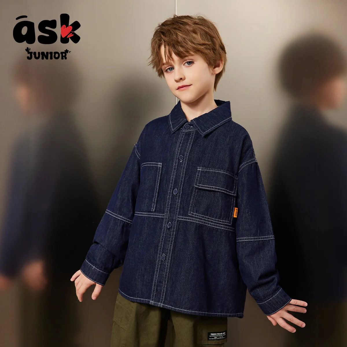 اسأل جونيور المتوسطة والكبار الأولاد الخريف الأطفال خمر غسلها الدنيم في سن المراهقة العصرية بارد طويلة الأكمام التلبيب أعلى سترة #4