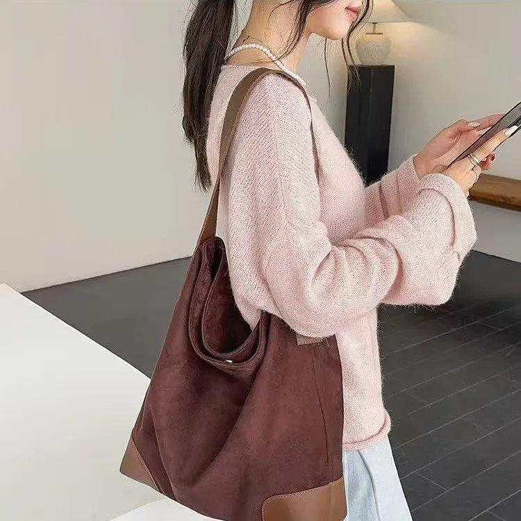 2025년 신상 빈티지 숄더백 여성용 대용량 언더암 토트백 캐주얼 출퇴근용 다용도 레트로 보헤미안 핸드백